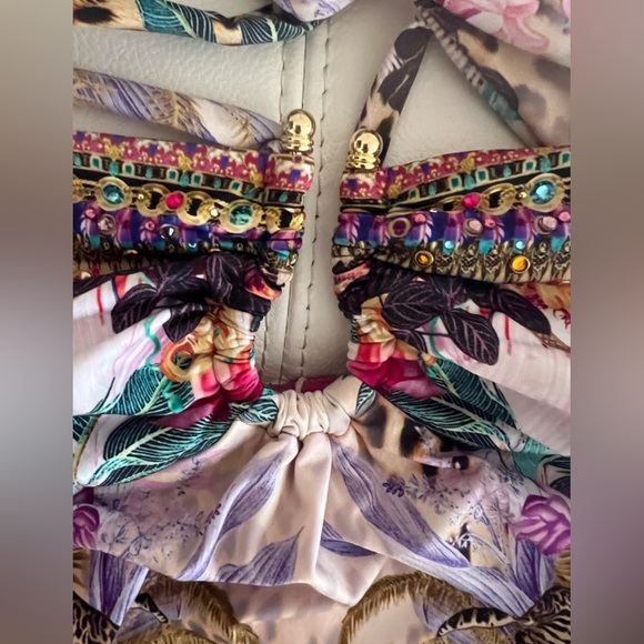 NWT $429 Camilla Mergorou Bandeau one Piece Ring Trim Size S Crystal Leopard - Picture 6 of 15